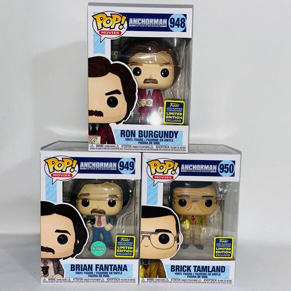Funko Pop! Anchorman Set of 3 - Ron Burgundy #947, Brian #949, Brick #950 - Picture 1 of 11